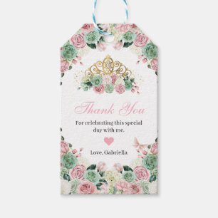 Pink Enchanted Garden Quinceanera Thank You Gift Tags