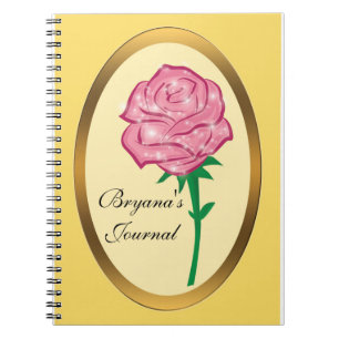 Pink Enchanted Glitter Rose Notebook Journal