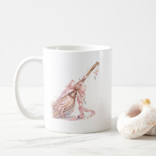 Pink Enchanted Witch Broom Mug