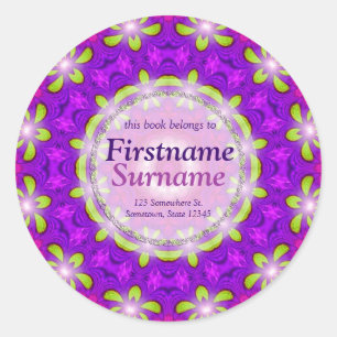 Pink Englightment Geometric Mandala Bookplate Classic Round Sticker