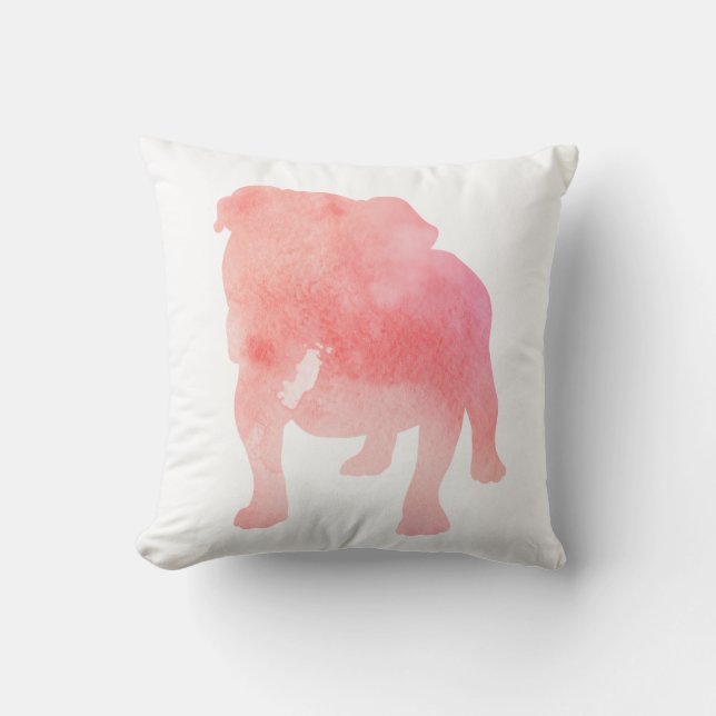 Pink English Bulldog Dog Art Cushion (Front)
