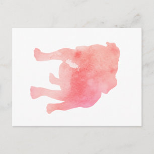 Pink English Bulldog Dog Art Postcard