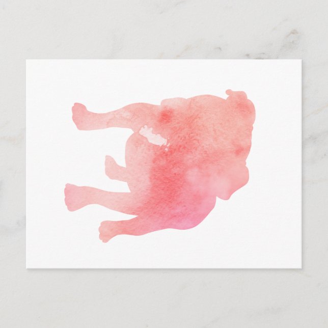 Pink English Bulldog Dog Art Postcard (Front)