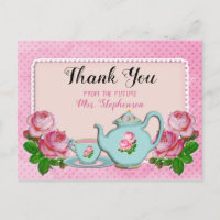 Pink English Cottage Style Bridal Shower Thank You