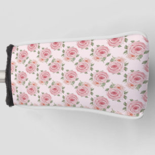 Pink English rose cottage floral vintage pattern Golf Head Cover