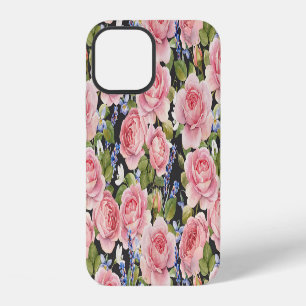 Pink English Rose: Dark Watercolor iPhone 12 Case