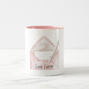 Pink Envelope Love Letter Pen Two-Tone Coffee Mug