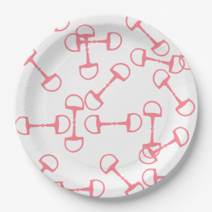 Pink Equestrian Horse Bits Paper Plate
