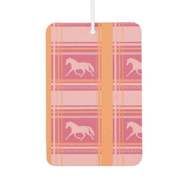 Pink Equestrian Plaid Pony Pattern Car Air Freshener (Front)