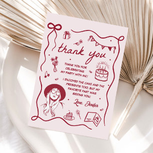 Pink Eras Birthday Party Thank You Card
