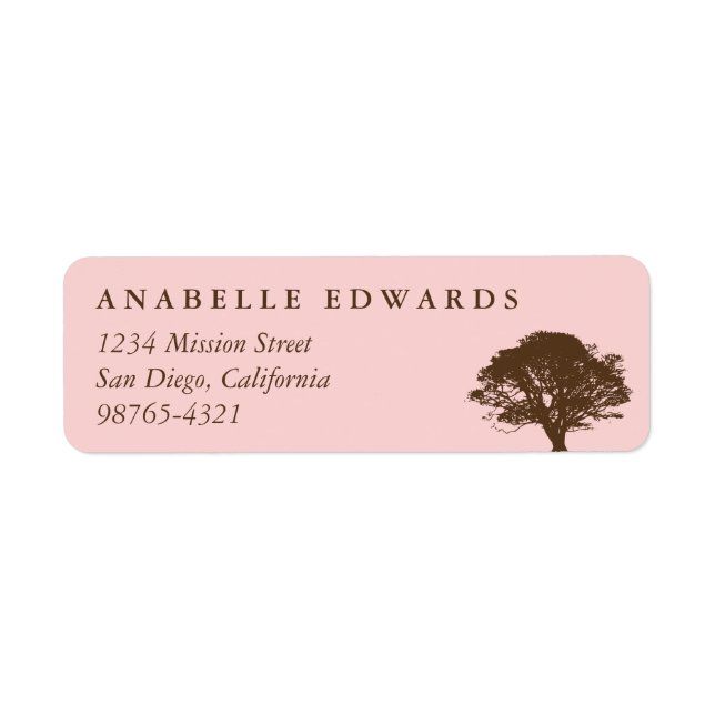 Pink eternal oak tree custom return address label (Front)