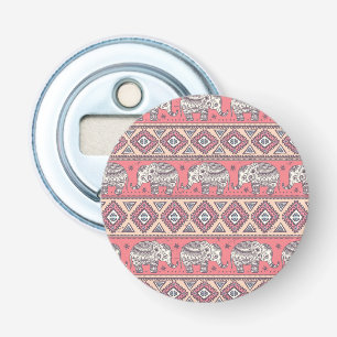 Pink Ethnic Elephant Pattern Bottle Opener