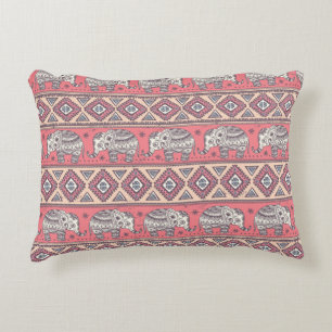 Pink Ethnic Elephant Pattern Decorative Cushion