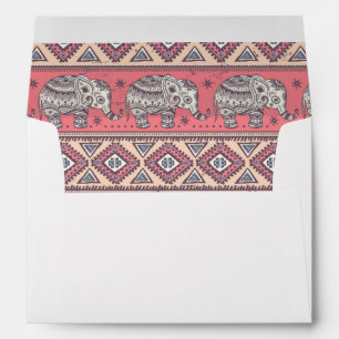Pink Ethnic Elephant Pattern Envelope