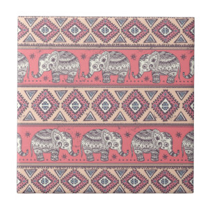 Pink Ethnic Elephant Pattern Tile