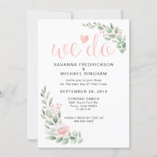 Pink Eucalyptus Wedding Invitation