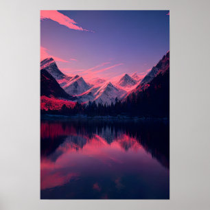 Pink Evening at the Lake Poster