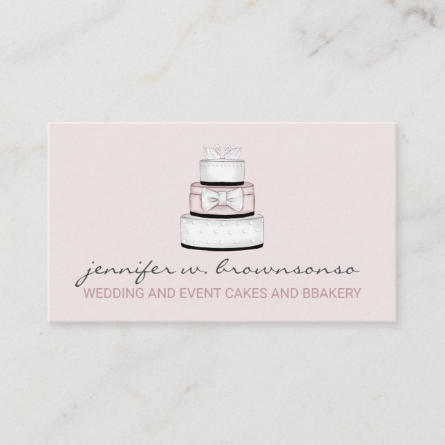 Pink Event Birthday Party Planner Wedding Cake Business Card (Front)
