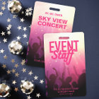 Pink Event Staff Badge for Concert or Festival