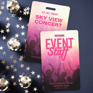 Pink Event Staff Badge for Concert or Festival ID Badge