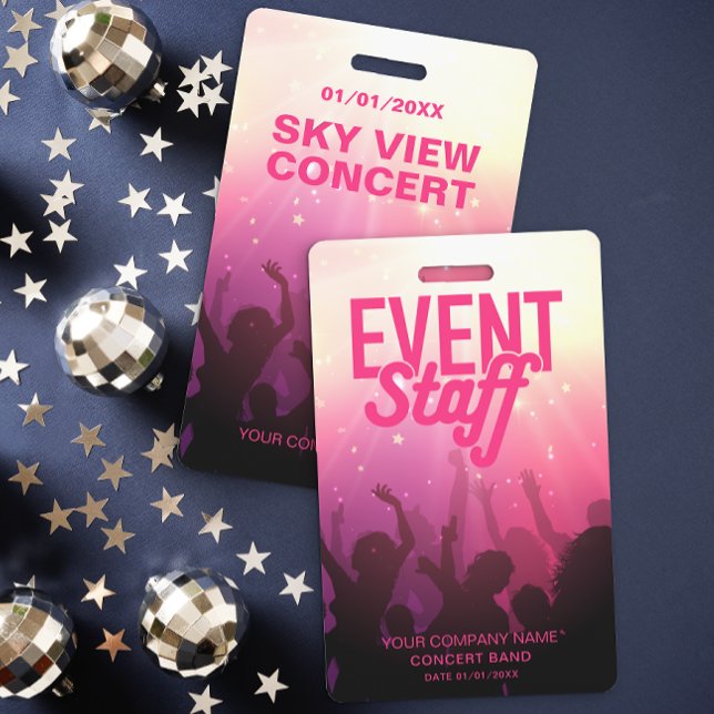 Pink Event Staff Badge for Concert or Festival ID Badge (Creator Uploaded)