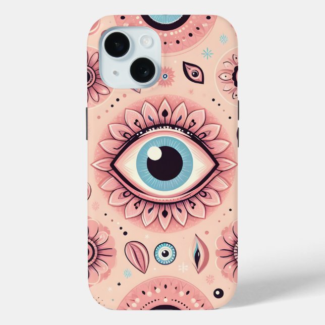 Pink Evil Eye Aesthetic Pattern Background Case-Mate iPhone Case (Back)