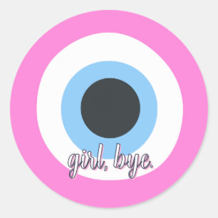 pink evil eye    customisable  classic round sticker