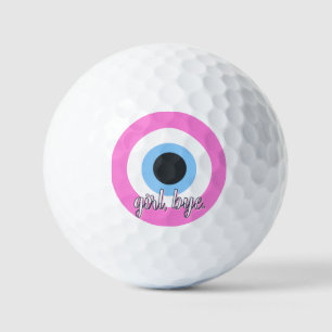 pink evil eye customisable golf balls