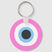 pink evil eye gold keychain
