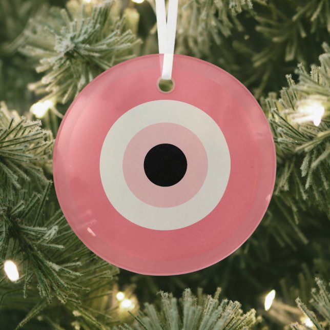 Pink Evil Eye - Love and Friendship Protection Glass Tree Decoration (Insitu)