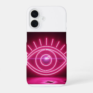 Pink Evil Eye Neon Sign Glow iPhone 16 Case