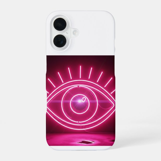 Pink Evil Eye Neon Sign Glow iPhone 16 Case (Back)