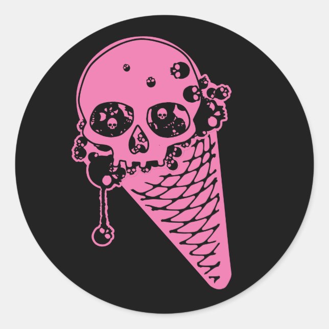 Pink Evil Ice Cream Classic Round Sticker (Front)