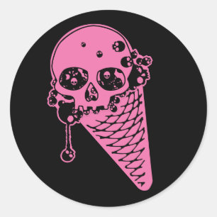 Pink Evil Ice Cream Classic Round Sticker