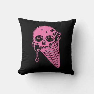 Pink Evil Ice Cream Cone Throw Pillow