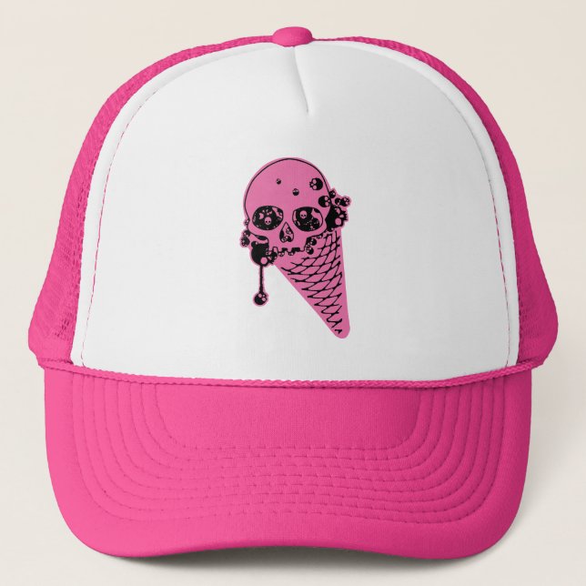 Pink Evil Ice Cream Cone Trucker Hat (Front)