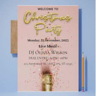 Pink Exciting Christmas Party Invitation