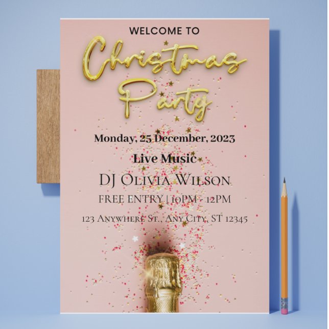 Pink Exciting Christmas Party Invitation (Pink Exciting Christmas Party Invitation)