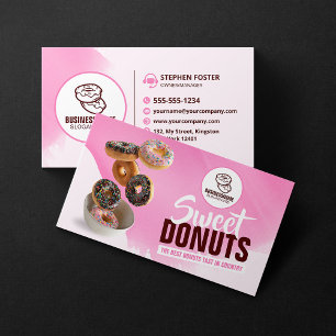 Pink Eye-Catching Doughnut Bakery Shop Sweet Treat Business Card