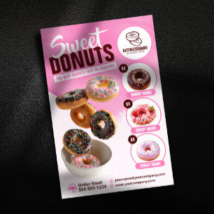 Pink Eye-Catching Doughnut Bakery Shop Sweet Treat Flyer