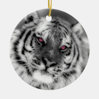 Pink Eyed Tiger Ceramic Tree Decoration