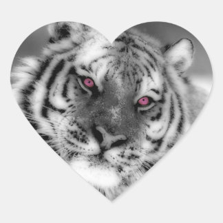 Pink Eyed Tiger Heart Sticker