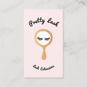 Pink EyeLash Lash Extension Gold Mirror Business Card