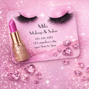 pink eyelashes makeup business card