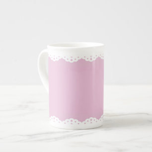 Pink Eyelet Trim Bone China Mug