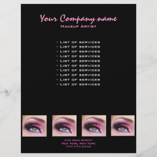 Pink Eyeshadow long lashes eyemakeup artist flyer