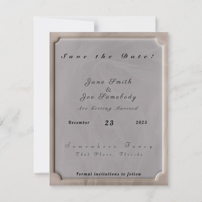 Pink fabric textured print-any colour save the date (Back)