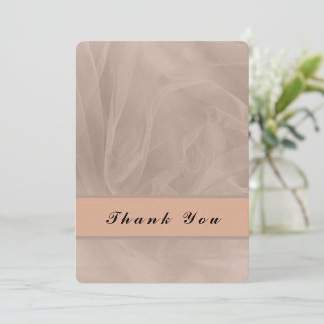 Pink fabric textured print-any colour thank you card (Standing Front)