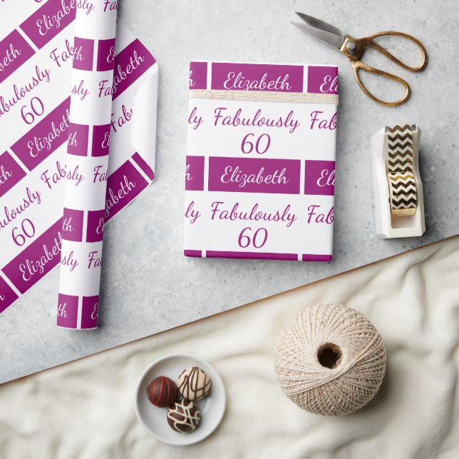 pink Fabulously 60 60th Birthday Wrapping Paper (Crafts)