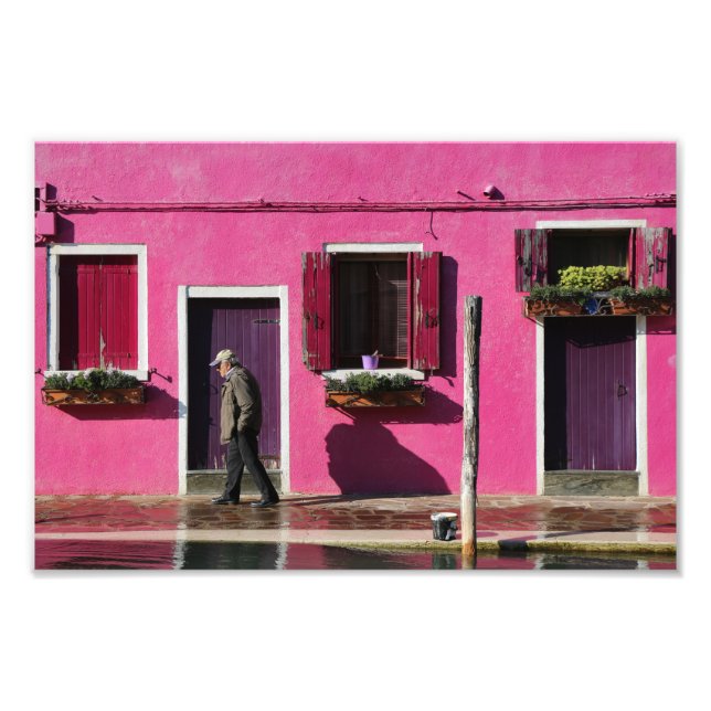 Pink Facade, Burano Islands Photo Print (Front)